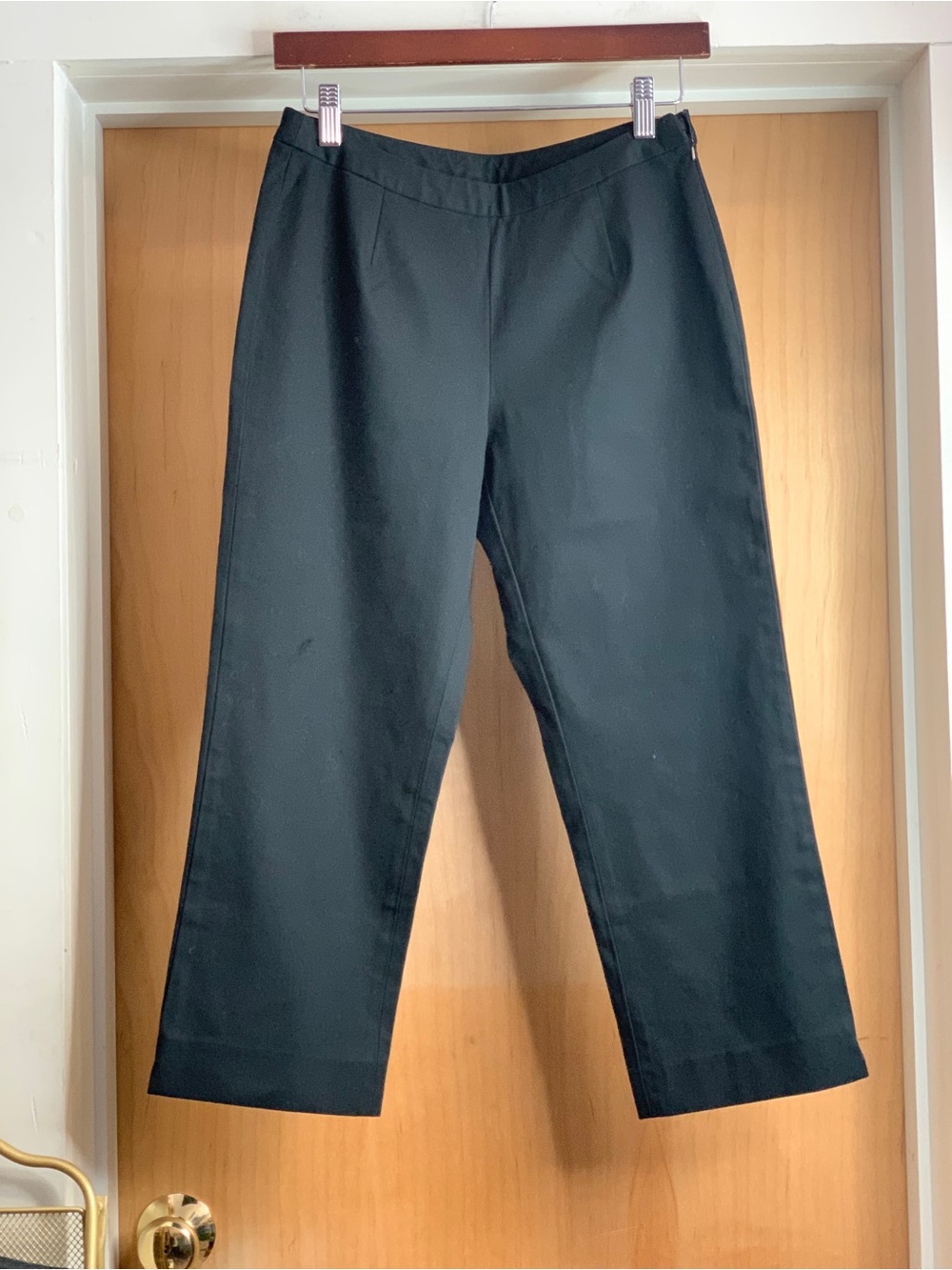 J Jill Black Cropped Straight-Leg Cotton Blend Pants Size-4 Petite Office-Core
